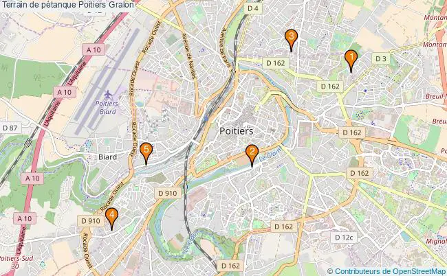 plan Terrain de pétanque Poitiers : 5 équipements