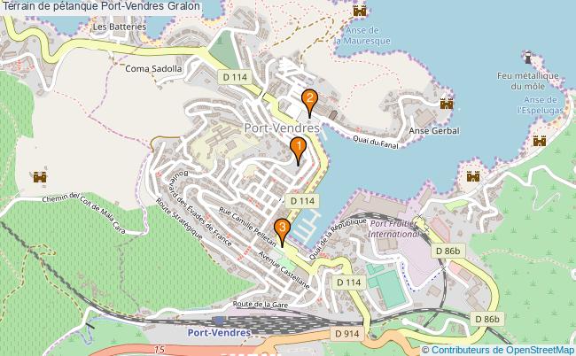 plan Terrain de pétanque Port-Vendres : 3 équipements