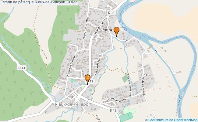 plan Terrain de pétanque Rieux-de-Pelleport : 2 équipements