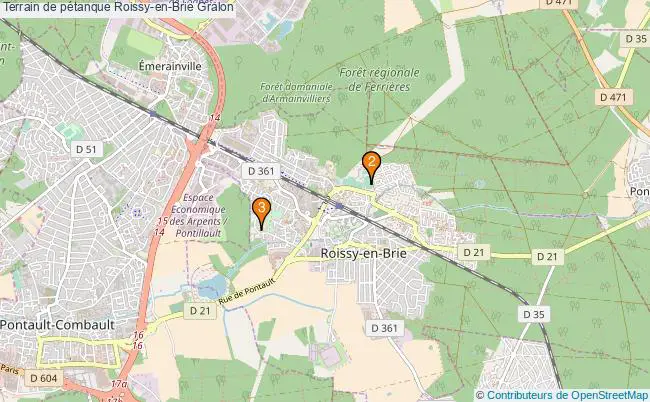 plan Terrain de pétanque Roissy-en-Brie : 3 équipements