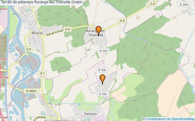 plan Terrain de pétanque Rurange-lès-Thionville : 2 équipements
