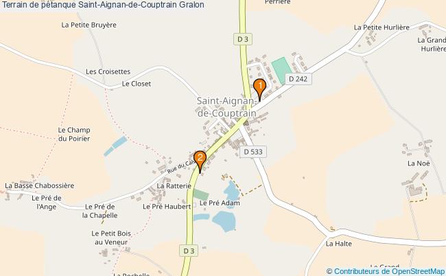 plan Terrain de pétanque Saint-Aignan-de-Couptrain : 2 équipements