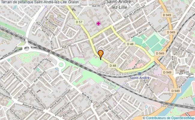 plan Terrain de pétanque Saint-André-lez-Lille : 2 équipements