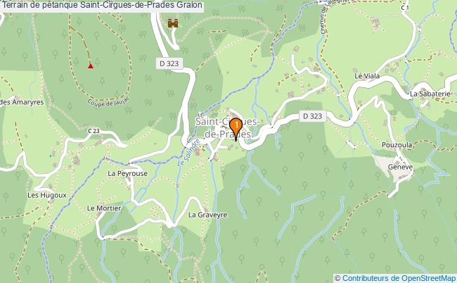plan Terrain de pétanque Saint-Cirgues-de-Prades : 1 équipements