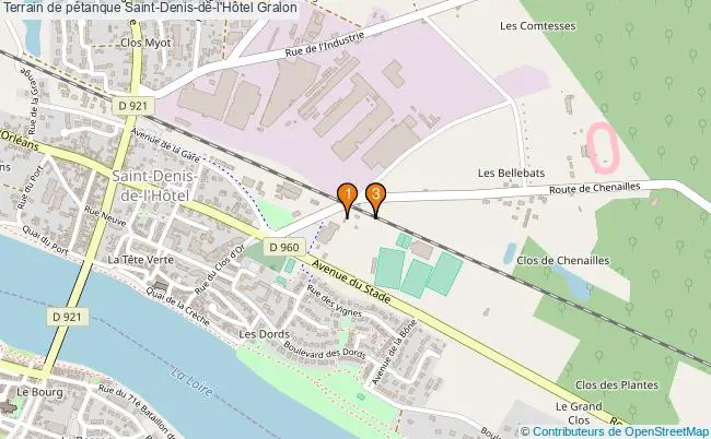 plan Terrain de pétanque Saint-Denis-de-l'Hôtel : 3 équipements