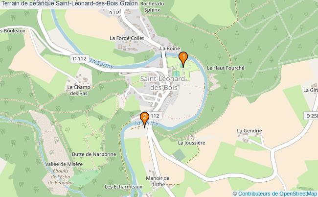 plan Terrain de pétanque Saint-Léonard-des-Bois : 2 équipements
