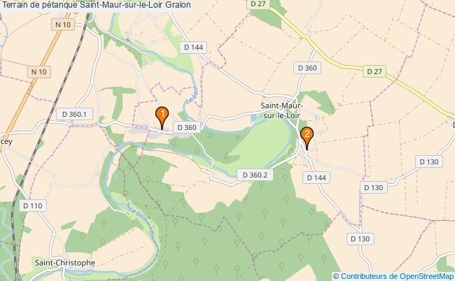 plan Terrain de pétanque Saint-Maur-sur-le-Loir : 2 équipements