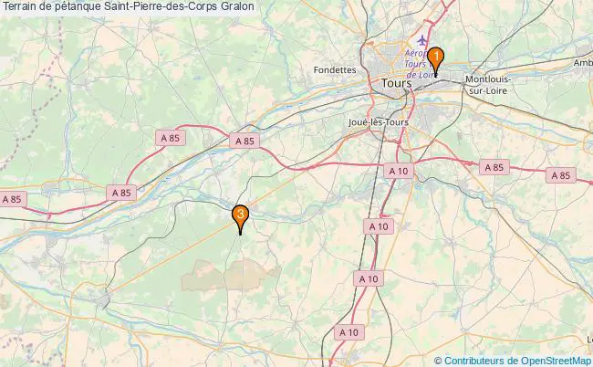 plan Terrain de pétanque Saint-Pierre-des-Corps : 3 équipements
