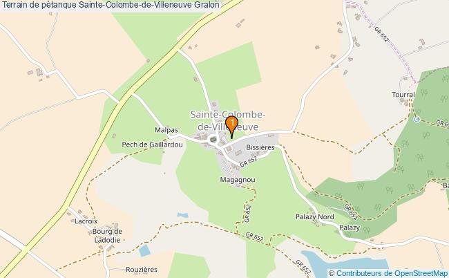 plan Terrain de pétanque Sainte-Colombe-de-Villeneuve : 1 équipements