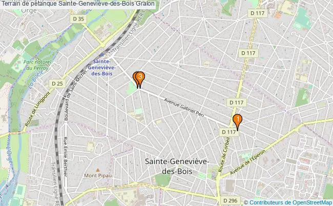 plan Terrain de pétanque Sainte-Geneviève-des-Bois : 3 équipements