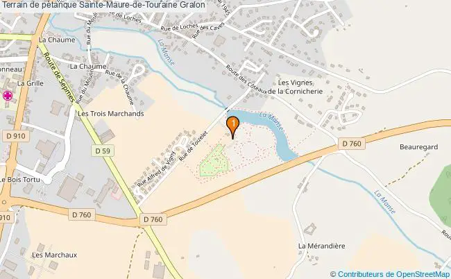 plan Terrain de pétanque Sainte-Maure-de-Touraine : 1 équipements