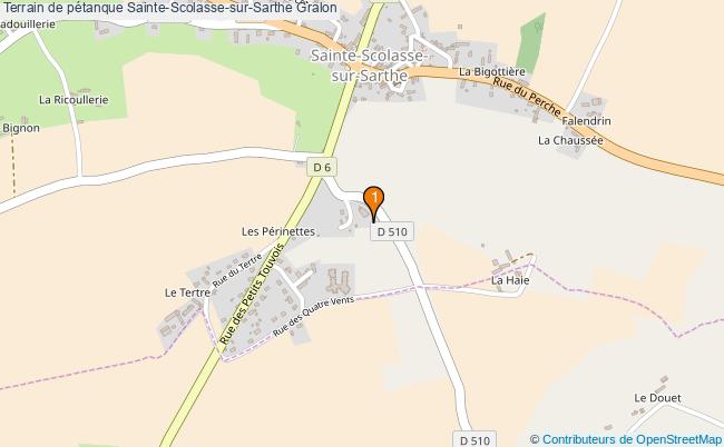 plan Terrain de pétanque Sainte-Scolasse-sur-Sarthe : 1 équipements