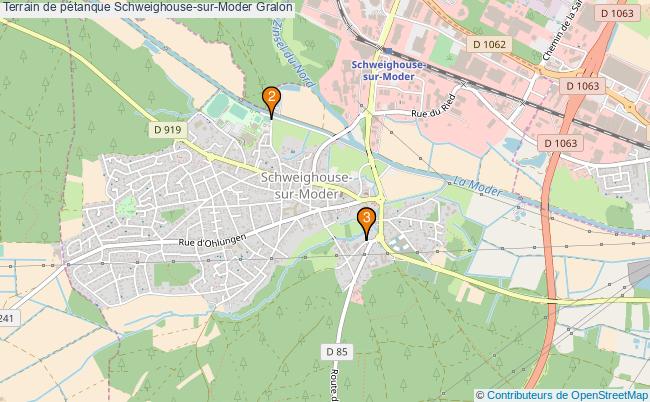 plan Terrain de pétanque Schweighouse-sur-Moder : 3 équipements