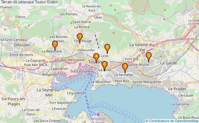 plan Terrain de pétanque Toulon : 8 équipements