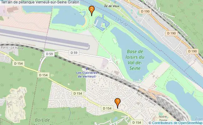 plan Terrain de pétanque Verneuil-sur-Seine : 2 équipements
