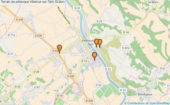 plan Terrain de pétanque Villemur-sur-Tarn : 4 équipements