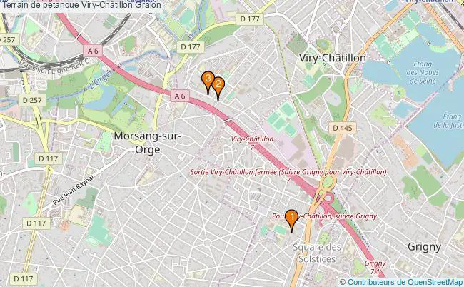 plan Terrain de pétanque Viry-Châtillon : 3 équipements