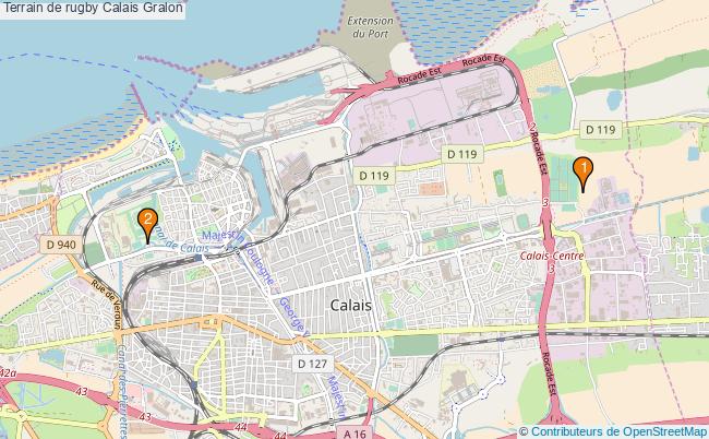 plan Terrain de rugby Calais : 2 équipements