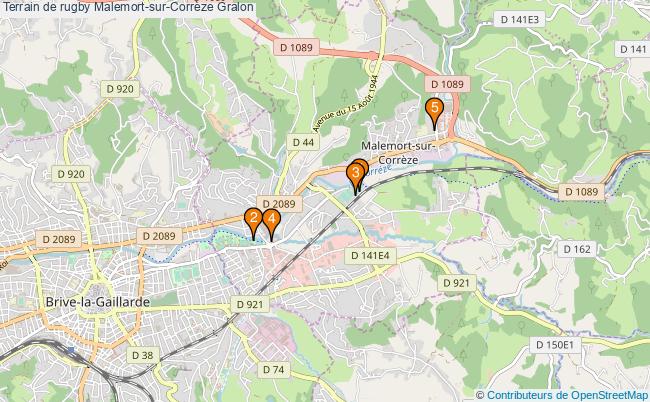 plan Terrain de rugby Malemort-sur-Corrèze : 5 équipements