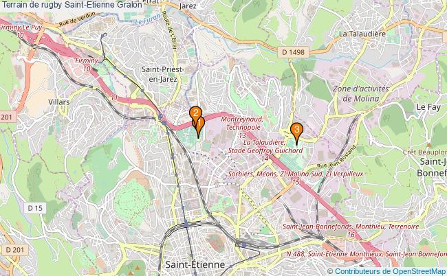 plan Terrain de rugby Saint-Etienne : 3 équipements
