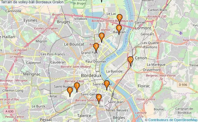 plan Terrain de volley-ball Bordeaux : 10 équipements