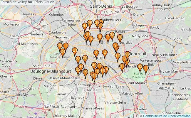 plan Terrain de volley-ball Paris : 43 équipements