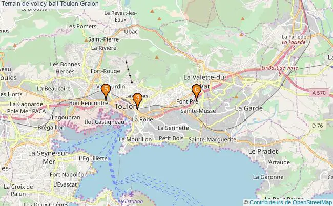 plan Terrain de volley-ball Toulon : 6 équipements