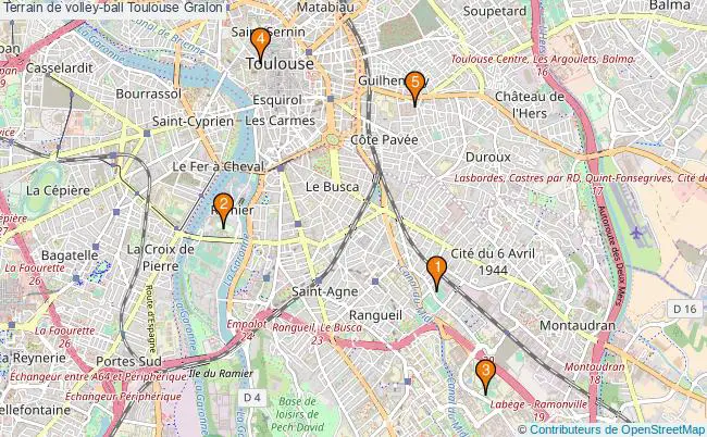 plan Terrain de volley-ball Toulouse : 5 équipements