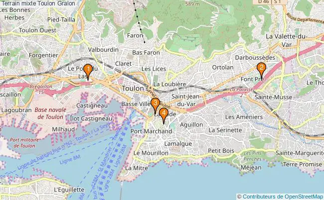 plan Terrain mixte Toulon : 4 équipements