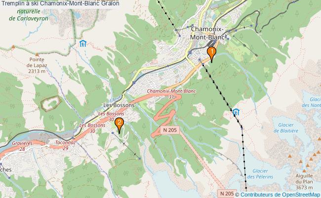 plan Tremplin à ski Chamonix-Mont-Blanc : 2 équipements