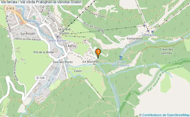 plan Via ferrata / Via corda Pralognan-la-Vanoise : 1 équipements