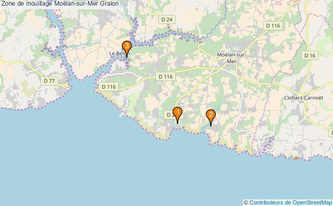 plan Zone de mouillage Moëlan-sur-Mer : 3 équipements
