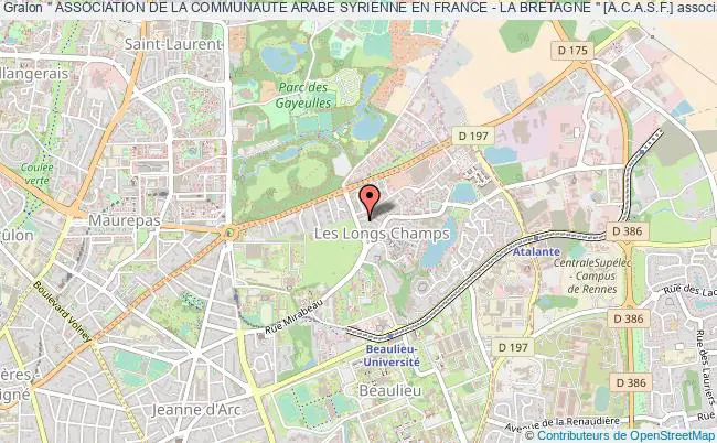 plan association " Association De La Communaute Arabe Syrienne En France - La Bretagne " [a.c.a.s.f.] Rennes