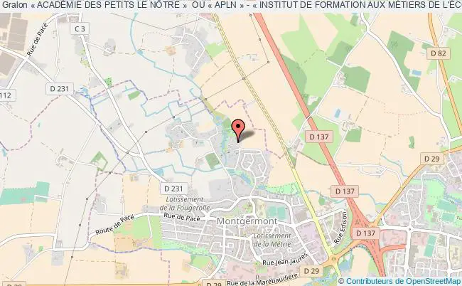 plan association « AcadÉmie Des Petits Le NÔtre »  Ou « Apln » - « Institut De Formation Aux MÉtiers De L'Économie Verte » Ou « Ifmev » Fontaine-le-Bourg