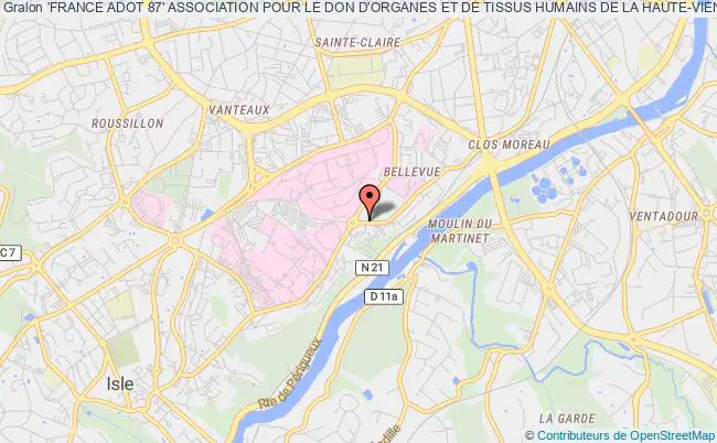 plan association 'france Adot 87' Association Pour Le Don D'organes Et De Tissus Humains De La Haute-vienne Limoges