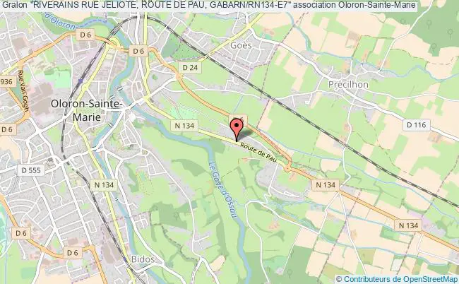 plan association "riverains Rue Jeliote, Route De Pau, Gabarn/rn134-e7" Oloron-Sainte-Marie