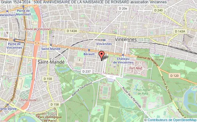 plan association 1524-2024 : 500e Anniversaire De La Naissance De Ronsard Vincennes