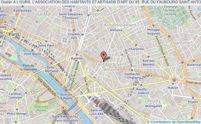 plan association À L'ours. L'association Des Habitants Et Artisans D'art Du 95, Rue Du Faubourg Saint Antoine (paris 11) Paris 11e