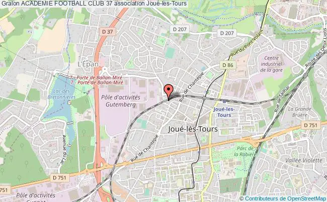 plan association Academie Football Club 37 Joué-lès-Tours
