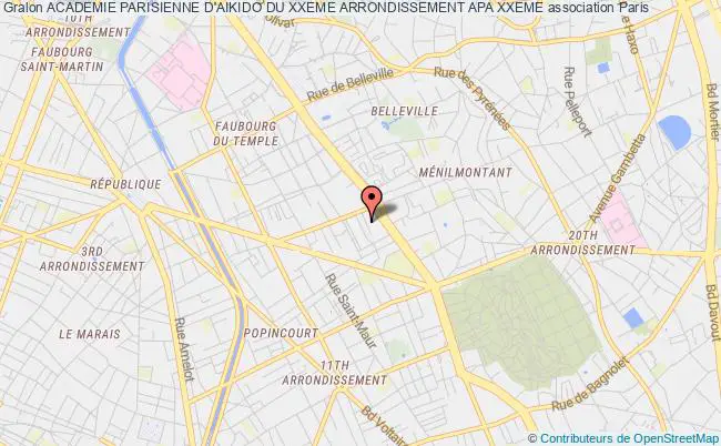 plan association Academie Parisienne D'aikido Du Xxeme Arrondissement Apa Xxeme Paris