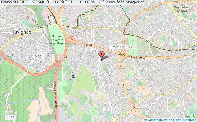 plan association Accueil En Famille, Echanges Et Decouverte Montpellier