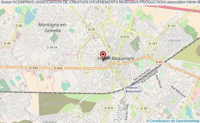 plan association Acemprod (association De Creation D'evenements Musicaux Production) Hénin-Beaumont
