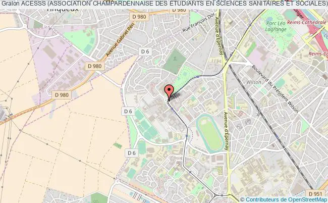 plan association Acesss (association Champardennaise Des Etudiants En Sciences Sanitaires Et Sociales) Reims