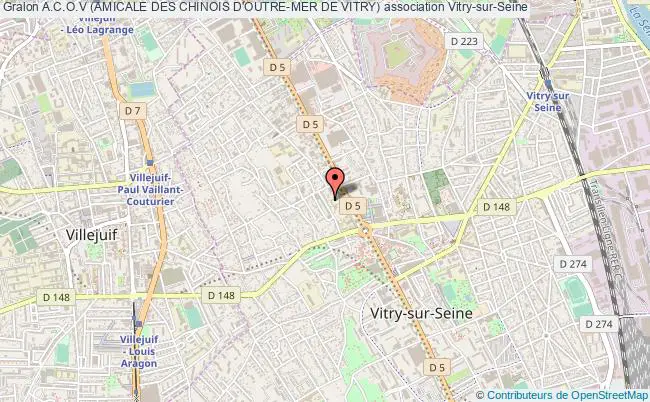 plan association A.c.o.v (amicale Des Chinois D'outre-mer De Vitry) Vitry-sur-Seine