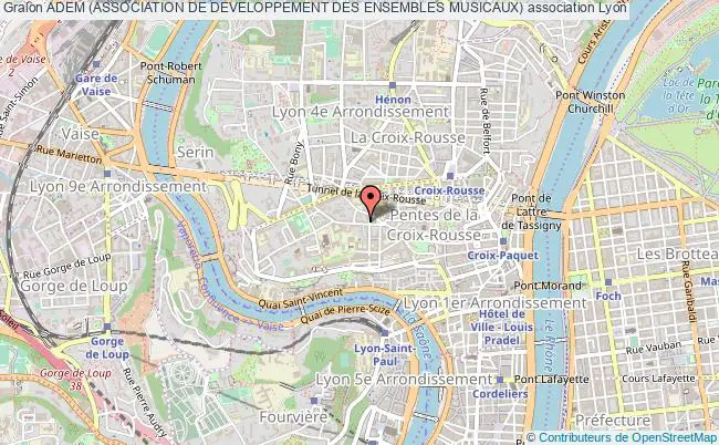 plan association Adem (association De Developpement Des Ensembles Musicaux) Lyon 1er Arrondissement