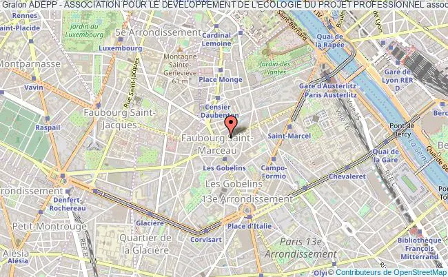 plan association Adepp - Association Pour Le Developpement De L'ecologie Du Projet Professionnel Paris
