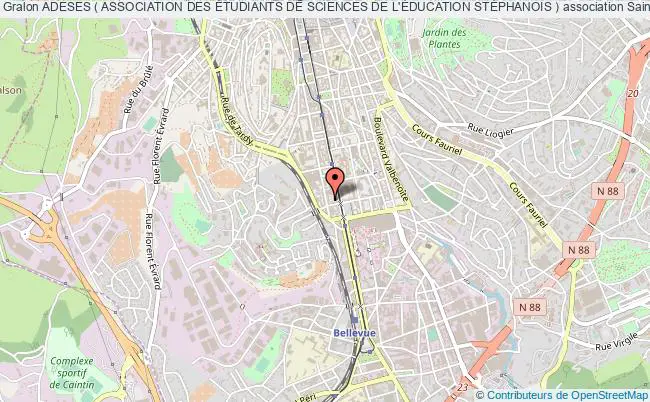 plan association Adeses ( Association Des Étudiants De Sciences De L'Éducation StÉphanois ) Saint-Étienne