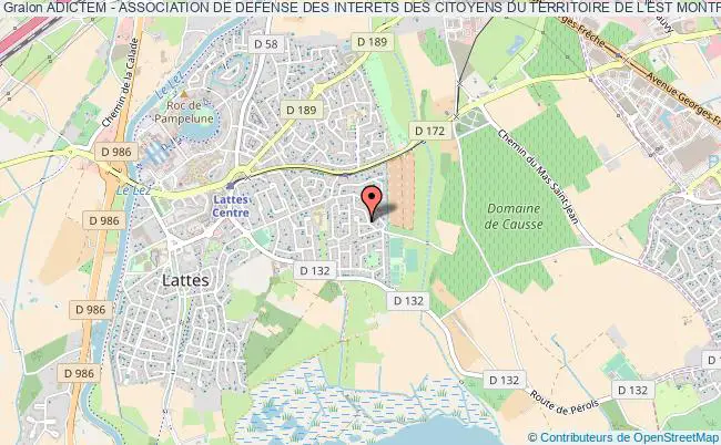 plan association Adictem - Association De Defense Des Interets Des Citoyens Du Territoire De L'est Montpellierain Lattes