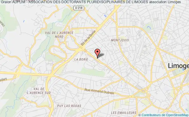 plan association Adplim - Association Des Doctorants Pluridisciplinaires De Limoges Limoges