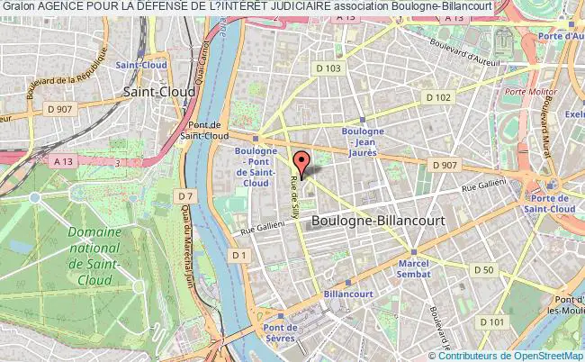 plan association Agence Pour La DÉfense De L?intÉrÊt Judiciaire Boulogne-Billancourt